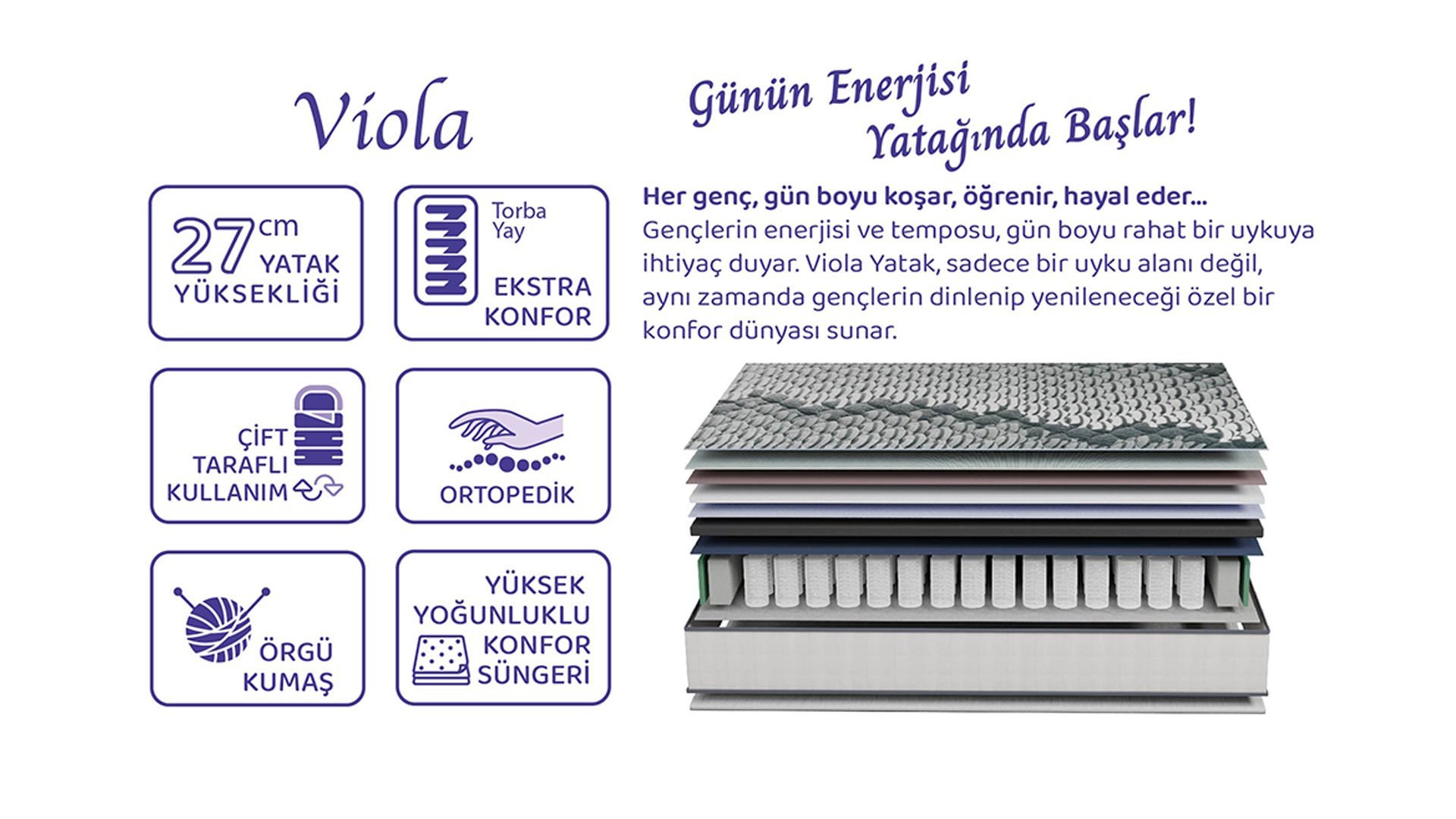 Viola Yatak - 90*190