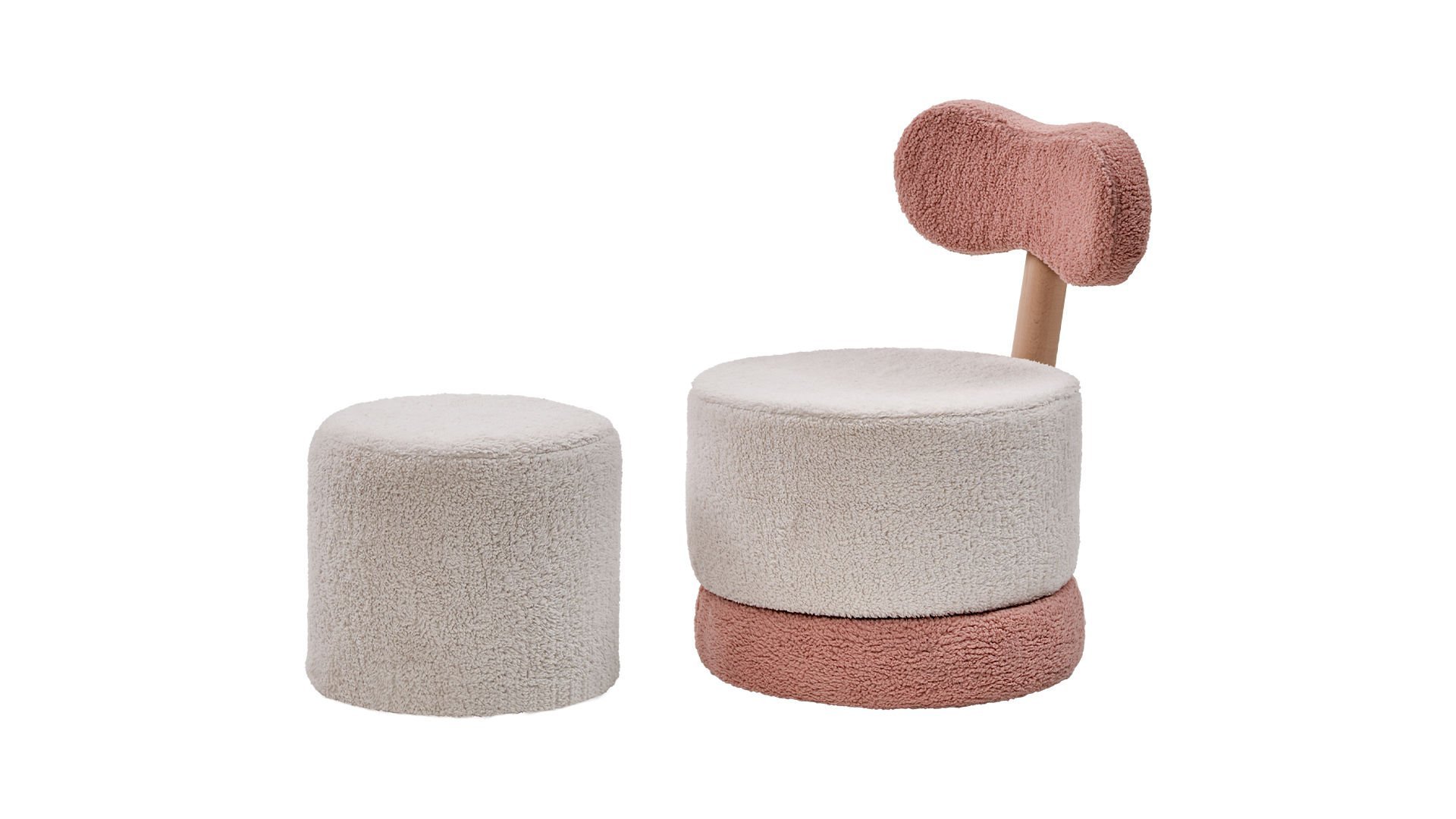 Twist Sandalye + Puf - Pudra/Beyaz