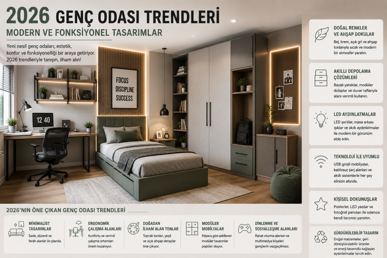 2026 Genç Odası Trendleri: Modern ve Fonksiyonel Tasarımlar