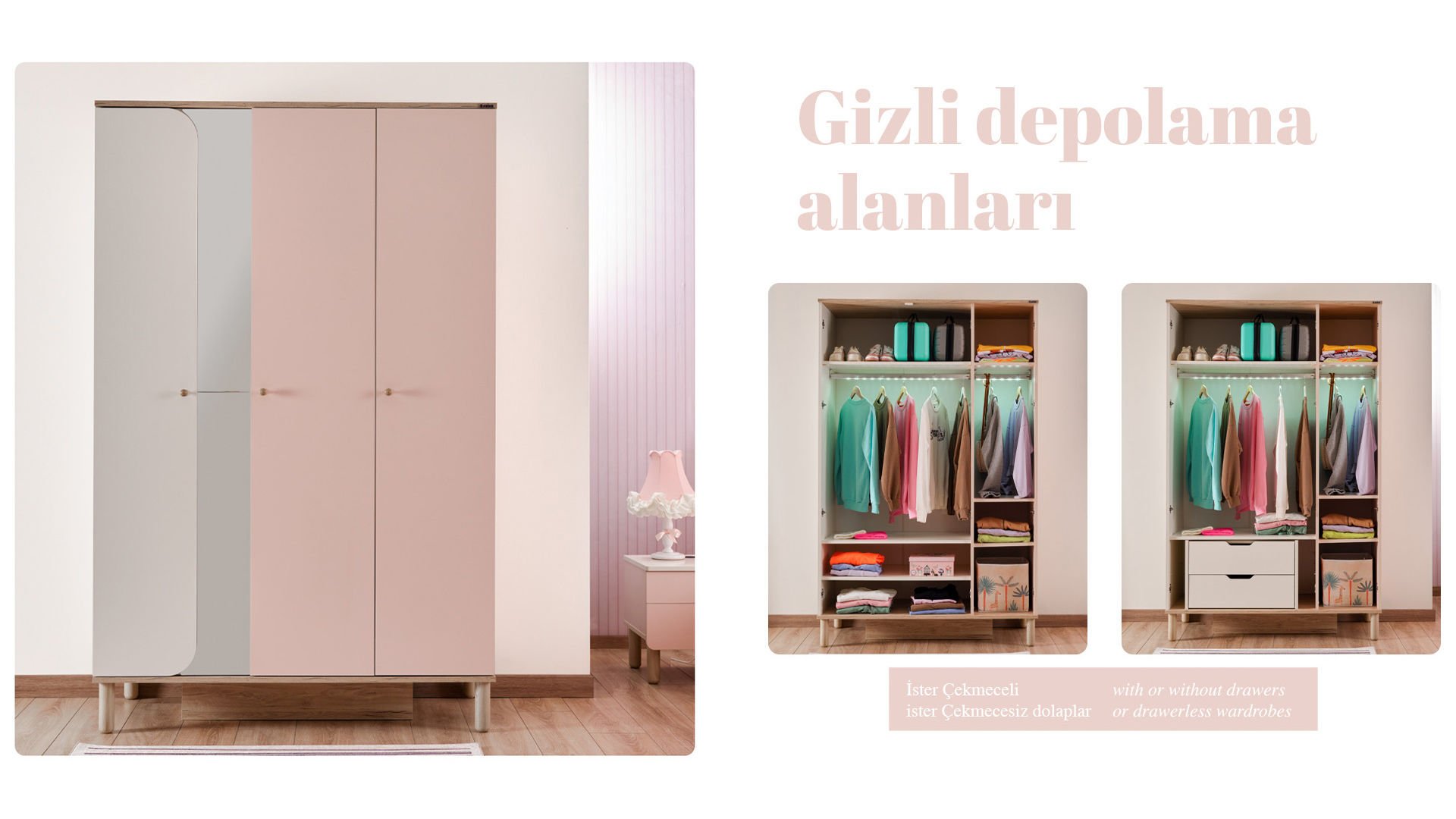 Sofia 3 Kapaklı Dolap | Şık ve Fonksiyonel Depolama