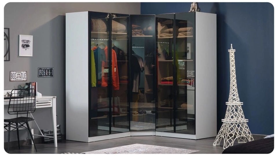 Twin 2 Li Cam Kapaklı Dolap