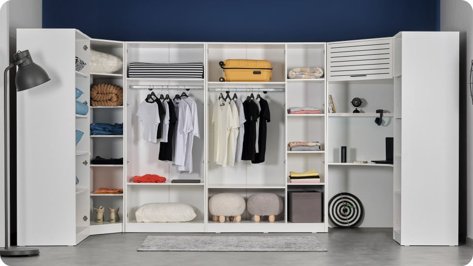 Twin Köşe Ahşap Kapaklı Dolap Çalışma Masalı