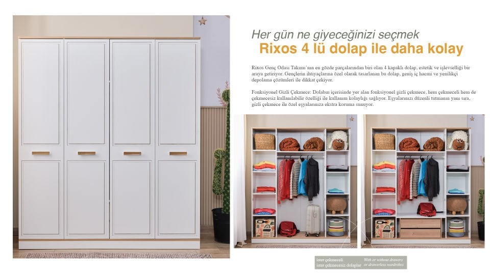 Rixos 4 Kapaklı Dolap