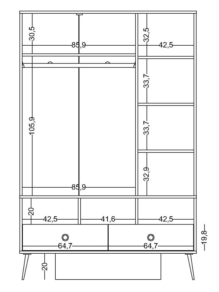 Nirvana 3 Kapaklı Dolap