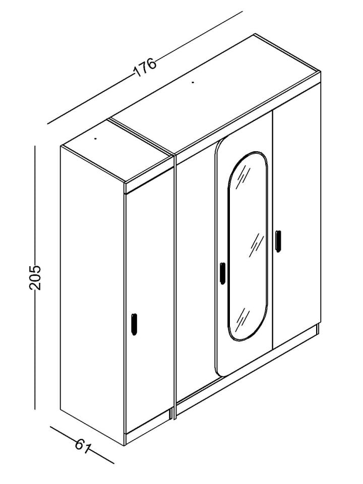 Linda 4 Kapaklı Dolap