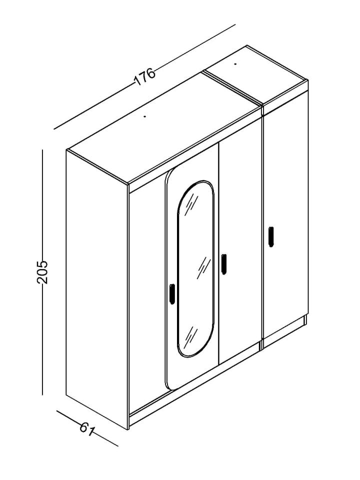 Linda 4 Kapaklı Dolap