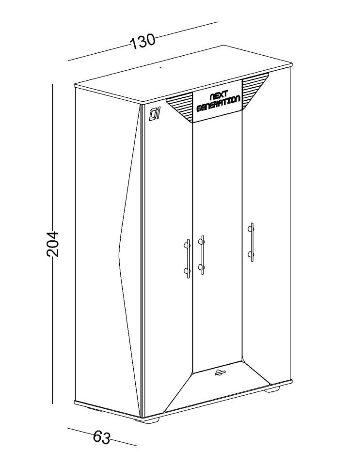 Next Game 3 Kapaklı Dolap Lite