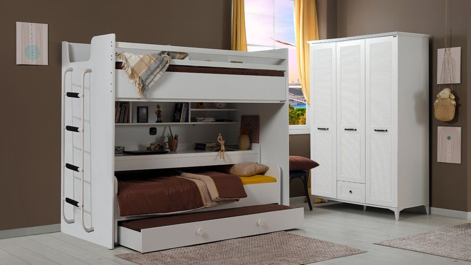Fenix Akıllı Ranza Metal Merdivenli 100*200 Beyaz