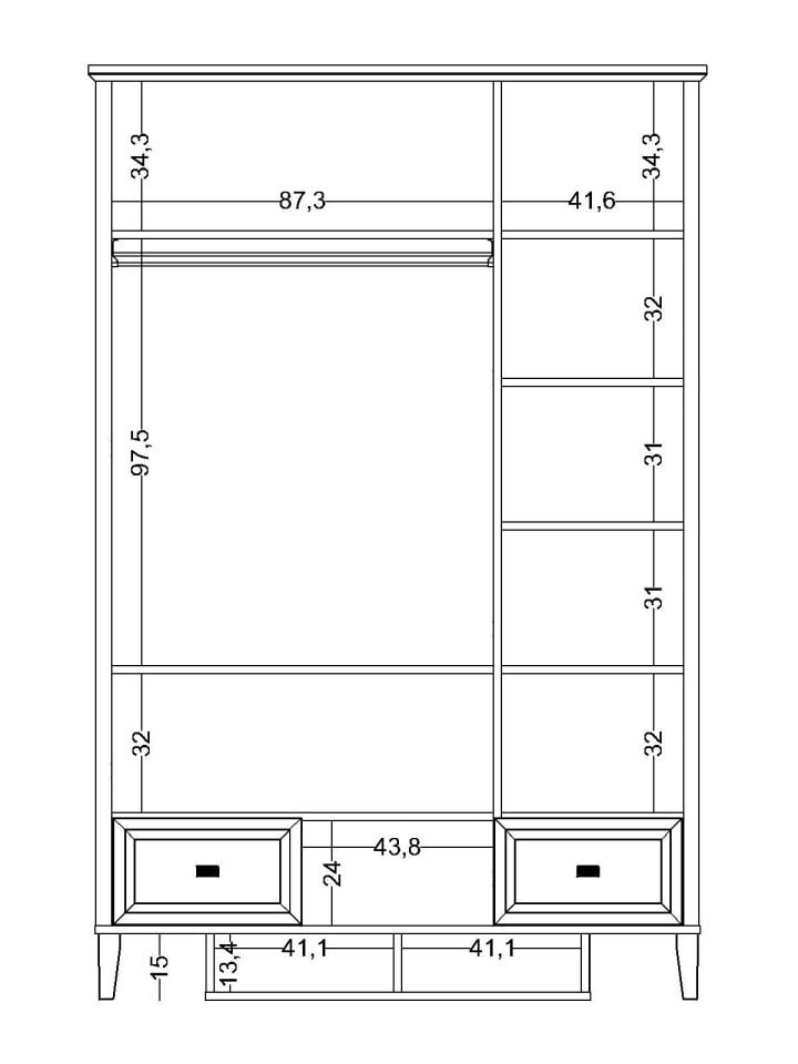 Orion 3 Kapaklı Dolap Aynasız