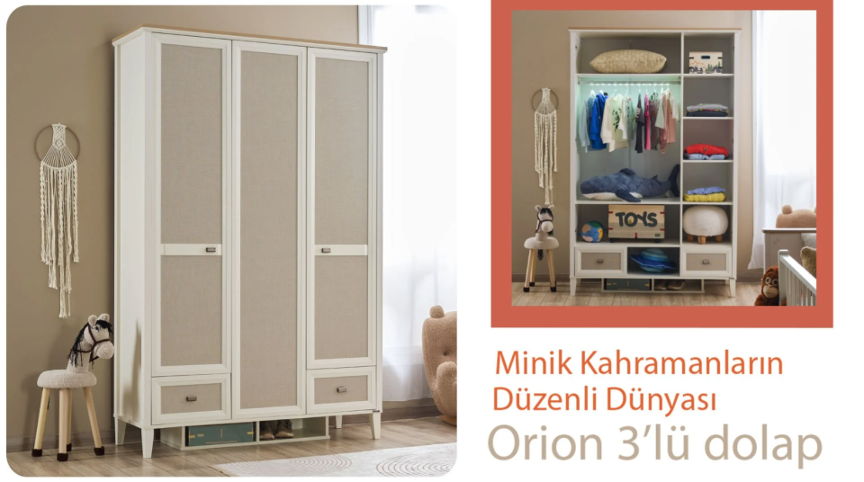 Orion 3 Kapaklı Dolap Aynasız