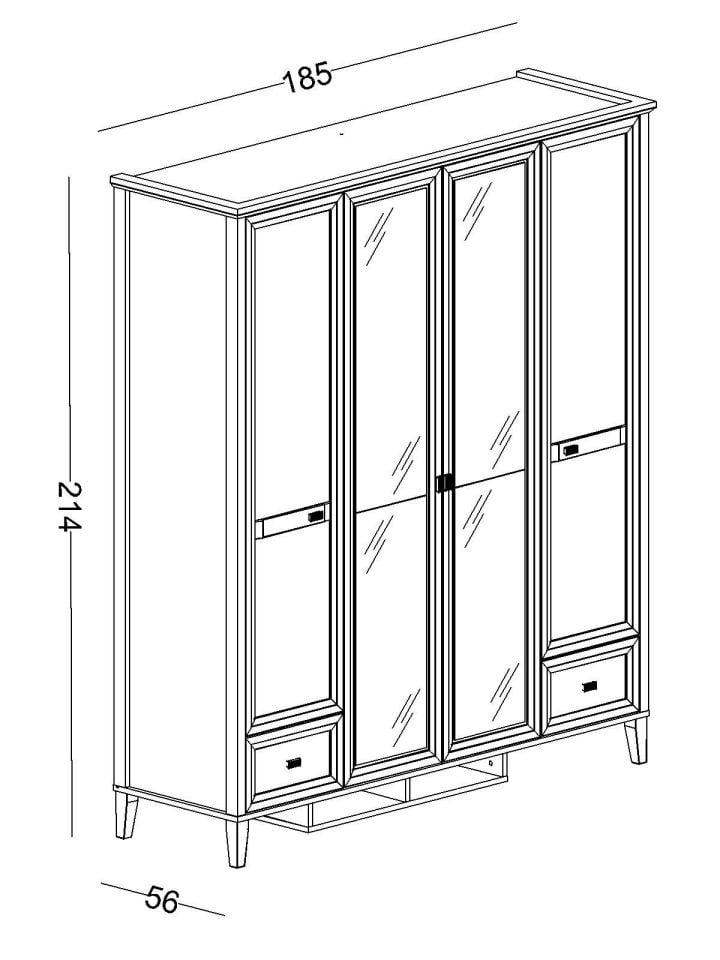 Orion 4 Kapaklı Dolap Aynasız