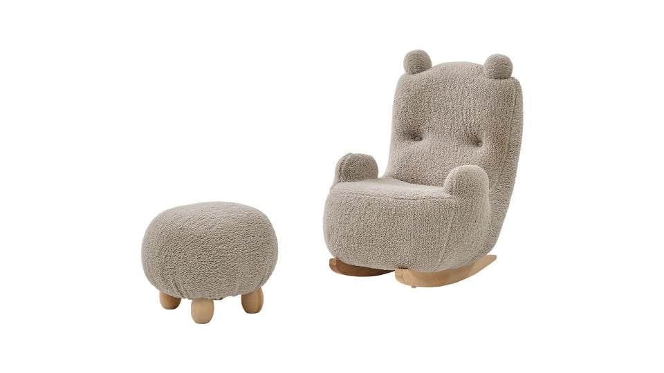 Panda Sallanan Sandalye + Puf Gri