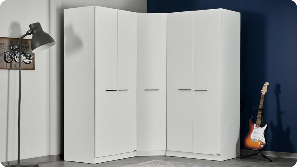 Twin Köşe Ahşap Kapaklı Dolap