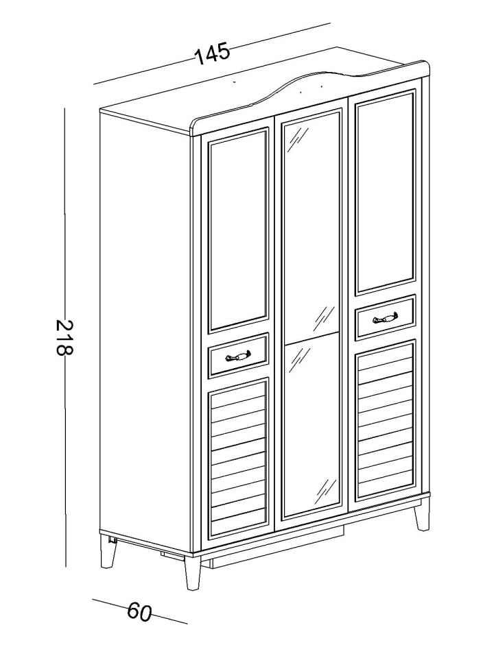 Marje 3 Kapaklı Dolap