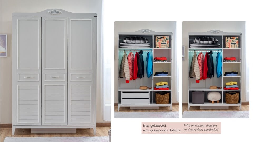 Marje 3 Kapaklı Dolap Aynasız