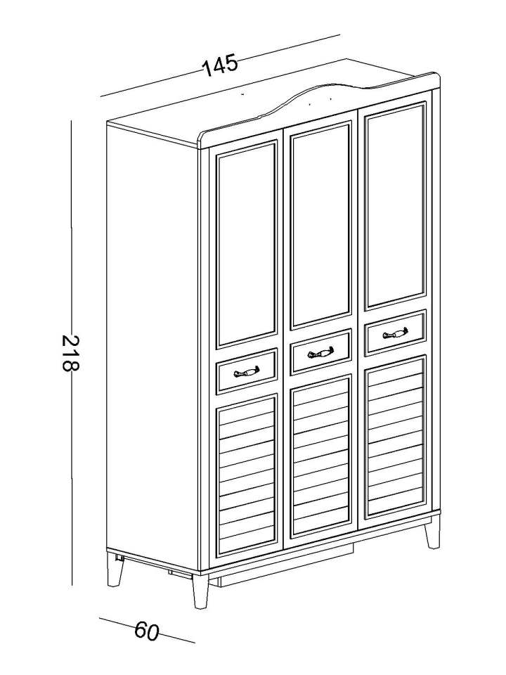 Marje 3 Kapaklı Dolap Aynasız