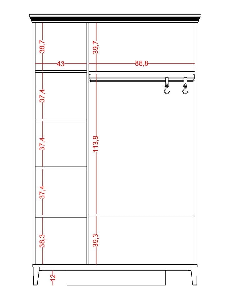 Regnum 3 Kapaklı Dolap (Aynalı)