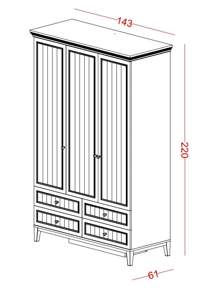 Regnum 3 Kapaklı Dolap Çekmeceli