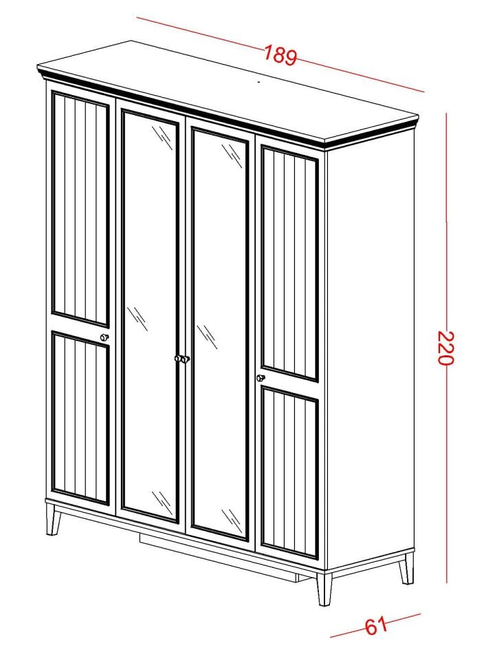 Regnum 4 Kapaklı Dolap (Aynalı)