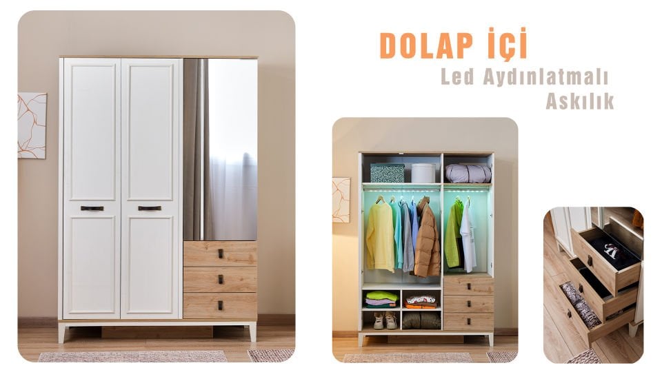 Poli 3 Kapaklı Dolap