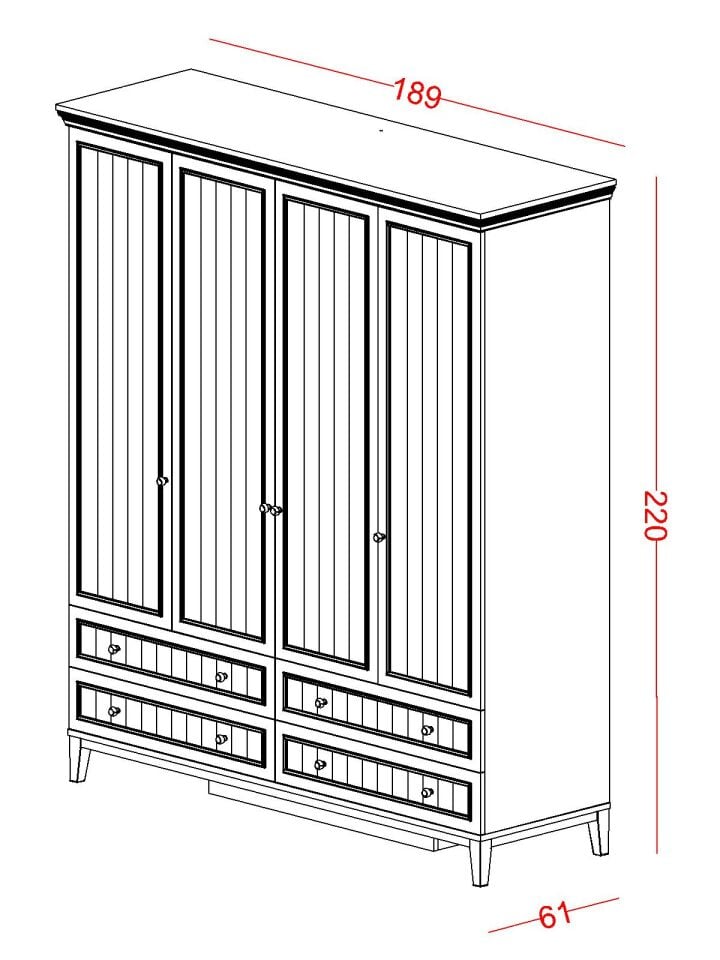 Regnum 4 Kapaklı Dolap Çekmeceli