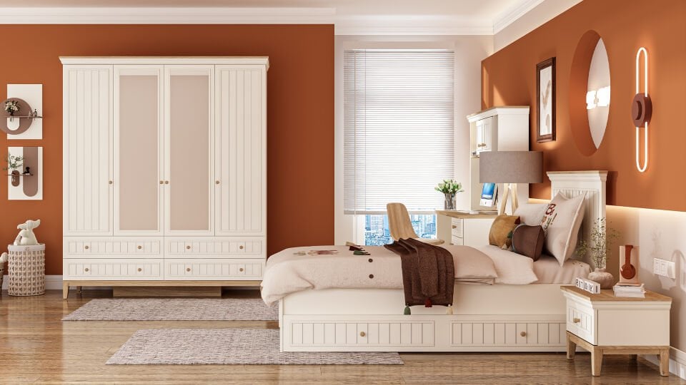 Regnum 4 Kapaklı Dolap Çekmeceli (Aynalı)