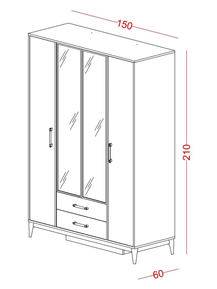 Parla 4 Kapaklı Dolap